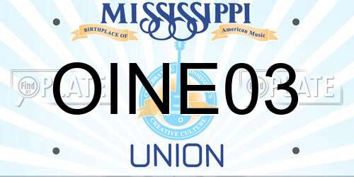 OINE03 Mississippi License Plate
