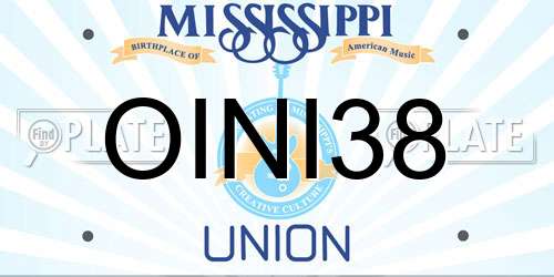 OINI38 Mississippi License Plate