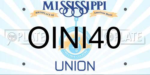 OINI40 Mississippi License Plate