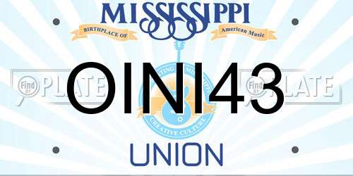 OINI43 Mississippi License Plate