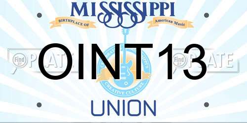 OINT13 Mississippi License Plate