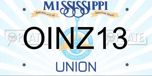 OINZ13 Mississippi License Plate