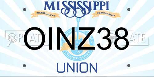 OINZ38 Mississippi License Plate