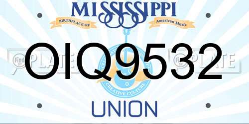 OIQ9532 Mississippi License Plate