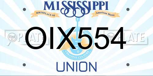 OIX554 Mississippi License Plate