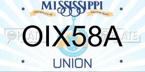 OIX58A Mississippi License Plate