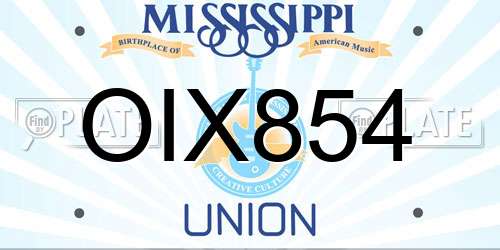 OIX854 Mississippi License Plate