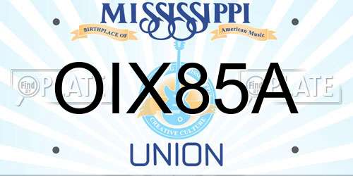OIX85A Mississippi License Plate