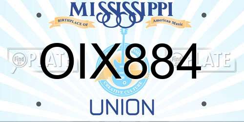 OIX884 Mississippi License Plate