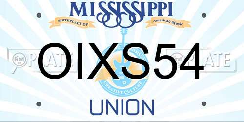 OIXS54 Mississippi License Plate