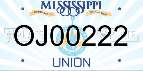 OJ00222 Mississippi License Plate