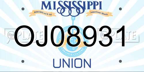 OJ08931 Mississippi License Plate