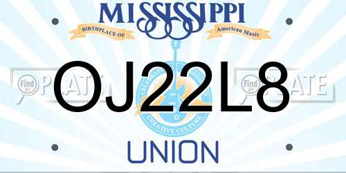 OJ22L8 Mississippi License Plate