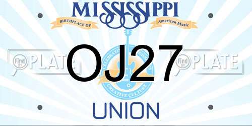 OJ27 Mississippi License Plate