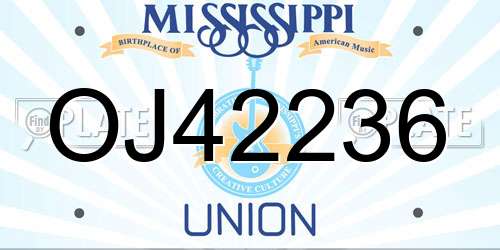 OJ42236 Mississippi License Plate