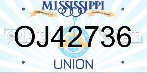 OJ42736 Mississippi License Plate