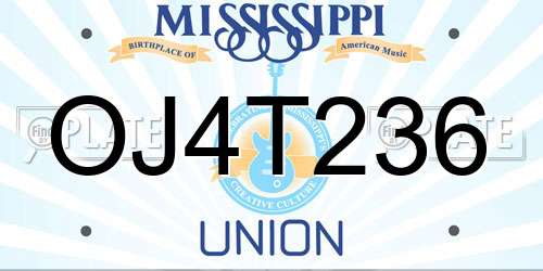 OJ4T236 Mississippi License Plate