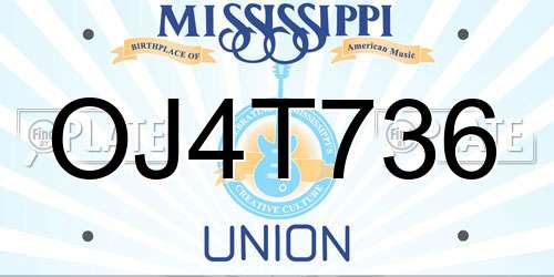 OJ4T736 Mississippi License Plate