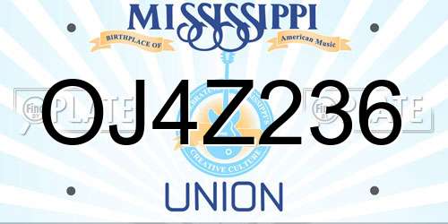 OJ4Z236 Mississippi License Plate