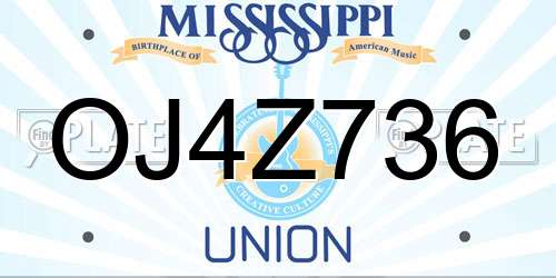 OJ4Z736 Mississippi License Plate