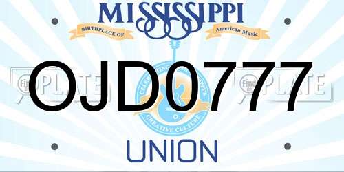 OJD0777 Mississippi License Plate
