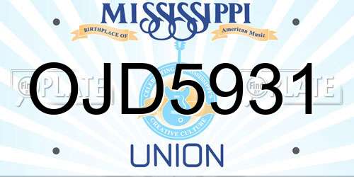 OJD5931 Mississippi License Plate