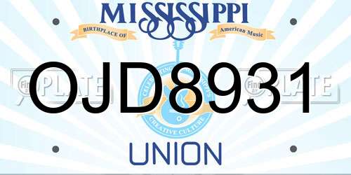 OJD8931 Mississippi License Plate