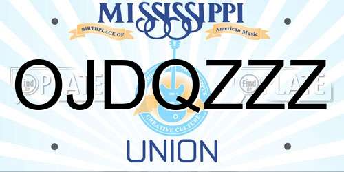 OJDQZZZ Mississippi License Plate