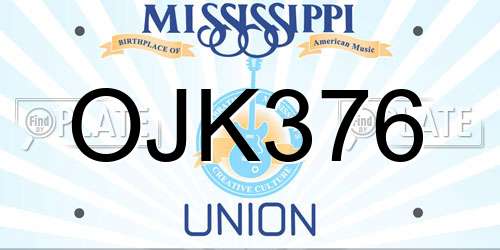 OJK376 Mississippi License Plate