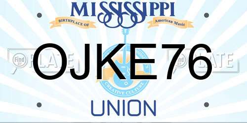 OJKE76 Mississippi License Plate