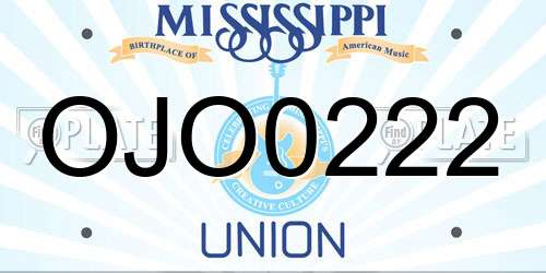 OJO0222 Mississippi License Plate