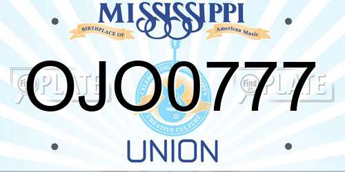 OJO0777 Mississippi License Plate