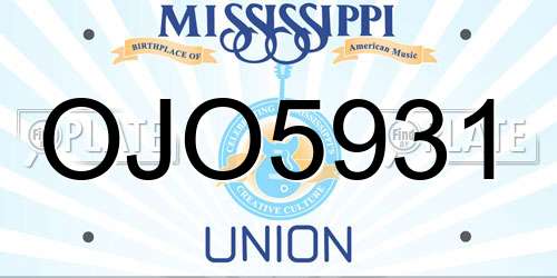 OJO5931 Mississippi License Plate