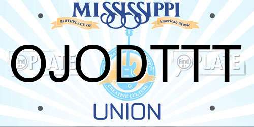 OJODTTT Mississippi License Plate