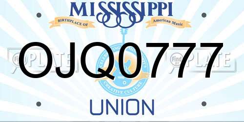 OJQ0777 Mississippi License Plate
