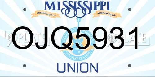 OJQ5931 Mississippi License Plate