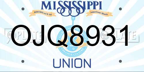 OJQ8931 Mississippi License Plate