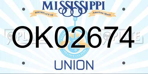 OK02674 Mississippi License Plate