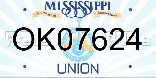 OK07624 Mississippi License Plate
