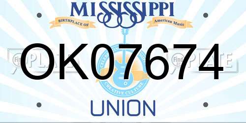 OK07674 Mississippi License Plate