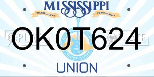 OK0T624 Mississippi License Plate