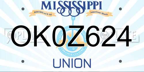 OK0Z624 Mississippi License Plate