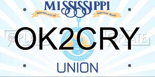 OK2CRY Mississippi License Plate