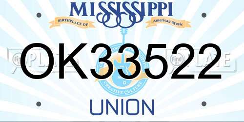 OK33522 Mississippi License Plate