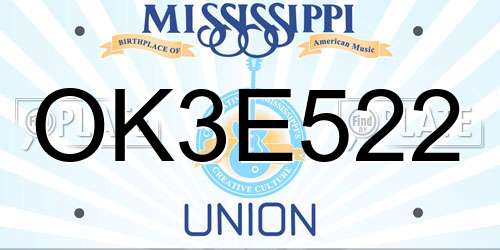 OK3E522 Mississippi License Plate