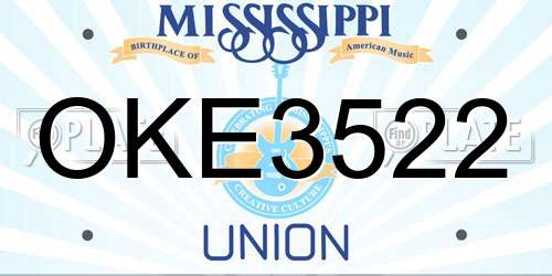 OKE3522 Mississippi License Plate