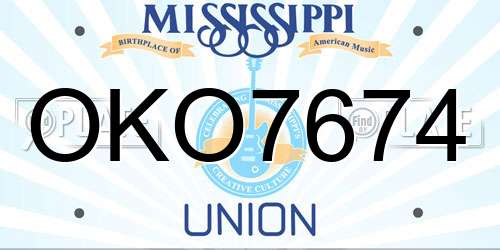OKO7674 Mississippi License Plate
