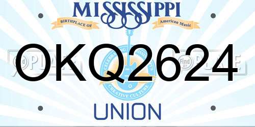 OKQ2624 Mississippi License Plate