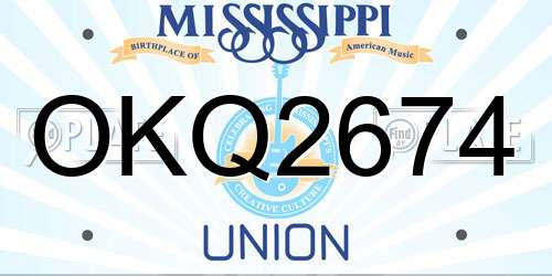 OKQ2674 Mississippi License Plate