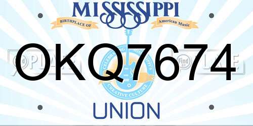 OKQ7674 Mississippi License Plate